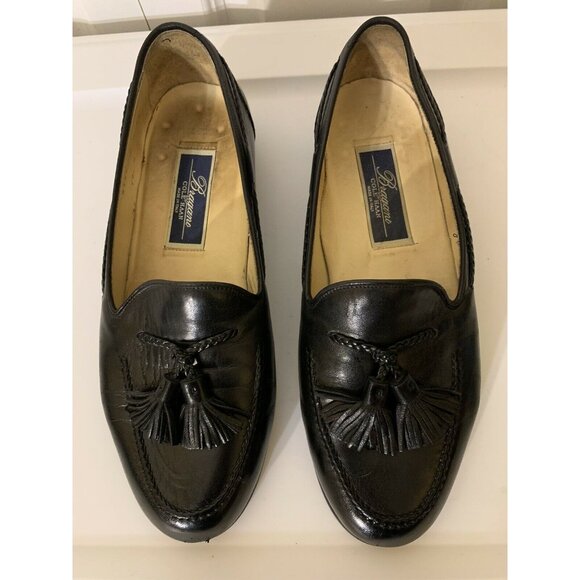 Cole‎ Haan Bragano Mens Sz 8M Black Leather Slip On Tasseled Kiltie Made Italy - Picture 7 of 9